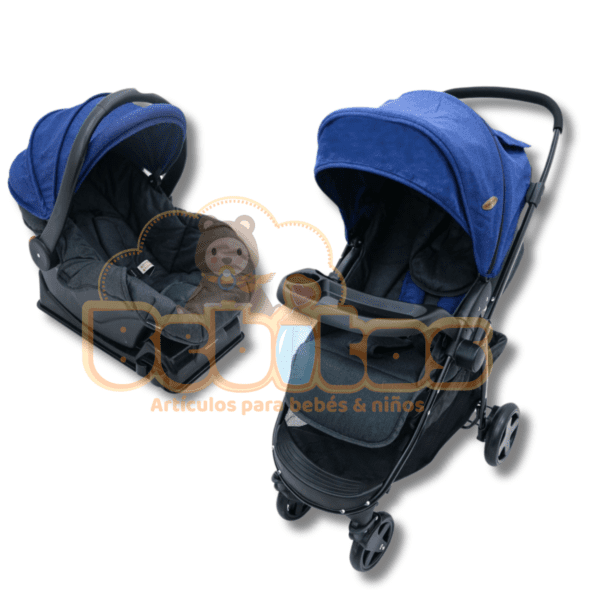 Coche con porta bebé y base para vehículo
