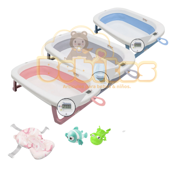 Bañera  plegable con juguetes de baño